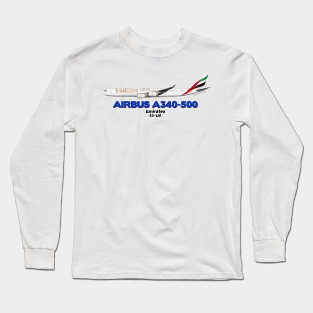 Airbus A340-500 - Emirates Long Sleeve T-Shirt by TheArtofFlying